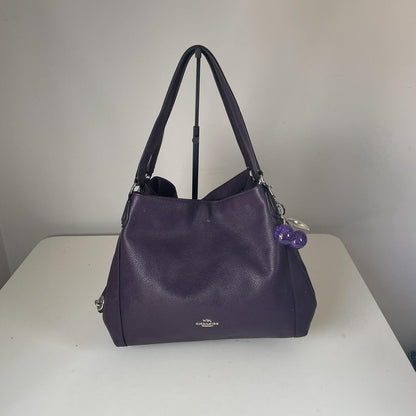 Coach Purple Leather Shoulder Bag Multi Compartment Y2K Hobo Style