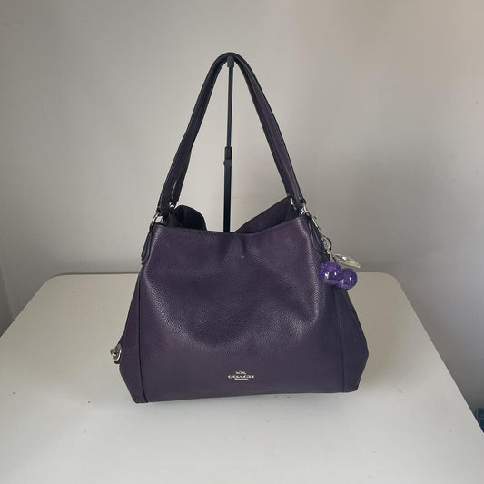 Coach Purple Leather Shoulder Bag Multi Compartment Y2K Hobo Style