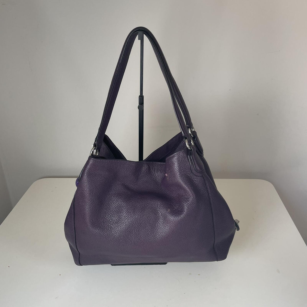 Coach Purple Leather Shoulder Bag Multi Compartment Y2K Hobo Style