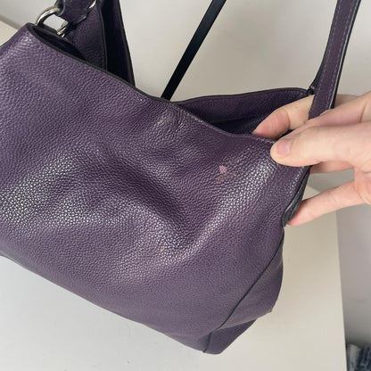 Coach Purple Leather Shoulder Bag Multi Compartment Y2K Hobo Style