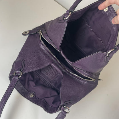 Coach Purple Leather Shoulder Bag Multi Compartment Y2K Hobo Style