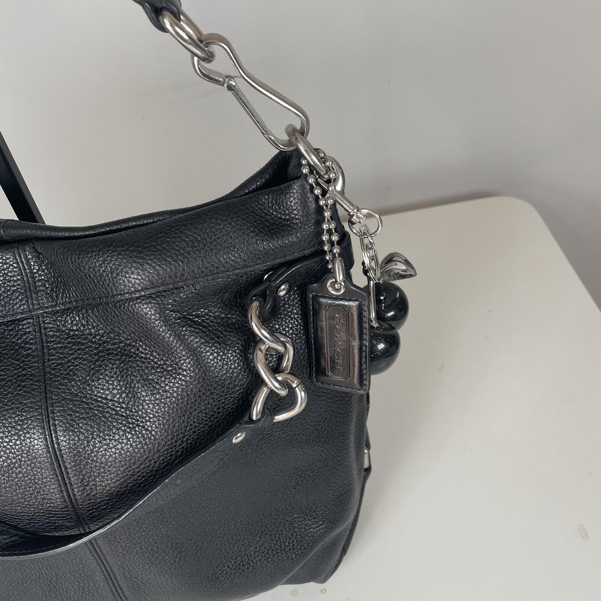 Coach Brooke Black Pebbled Leather Convertible Shoulder Bag L1280-F17165