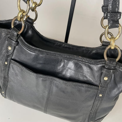 Coach Alexandra Black Leather Gold Chain Shoulder Bag A1320-F20812