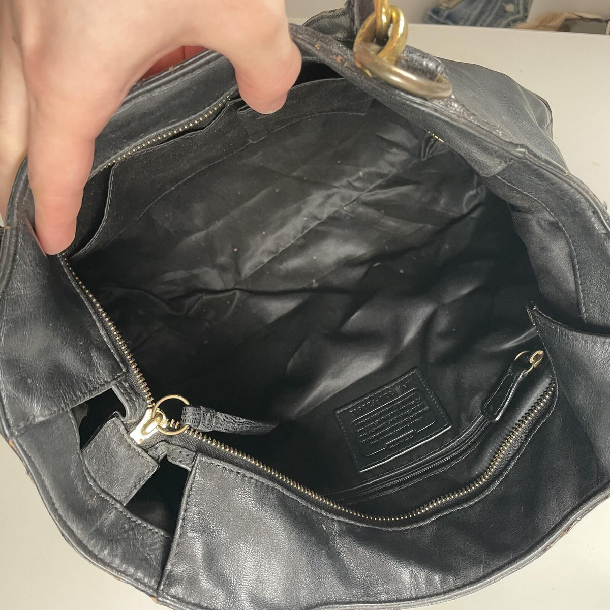 Coach Alexandra Black Leather Gold Chain Shoulder Bag A1320-F20812