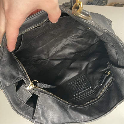 Coach Alexandra Black Leather Gold Chain Shoulder Bag A1320-F20812