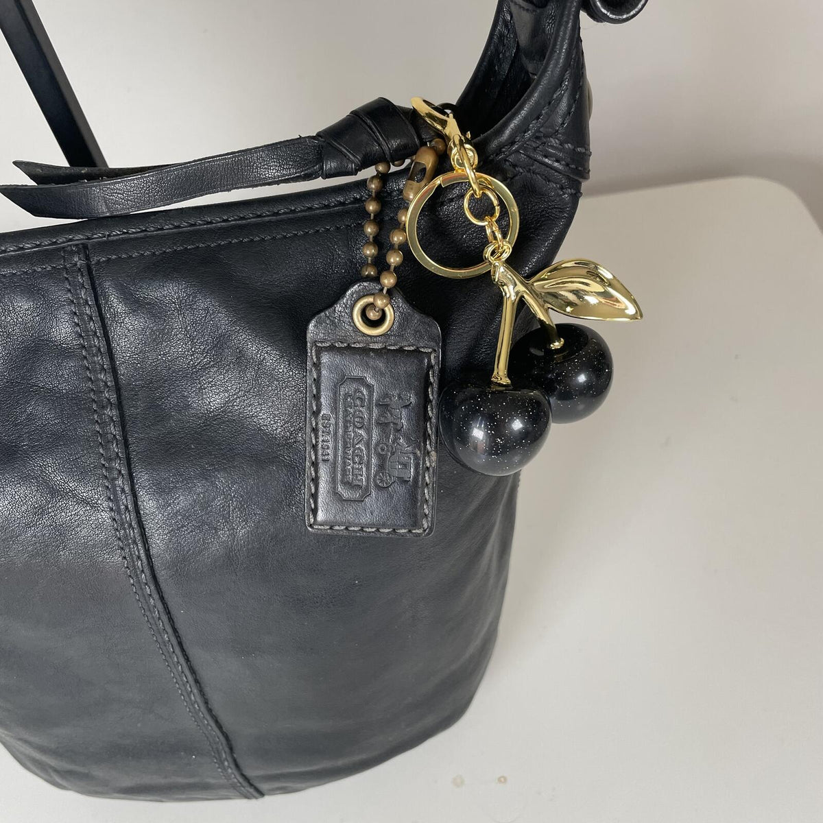Coach Legacy Black Leather Bucket Bag Tattersall Lining F0793-11422