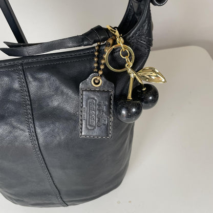 Coach Legacy Black Leather Bucket Bag Tattersall Lining F0793-11422
