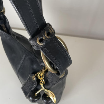 Coach Legacy Black Leather Bucket Bag Tattersall Lining F0793-11422