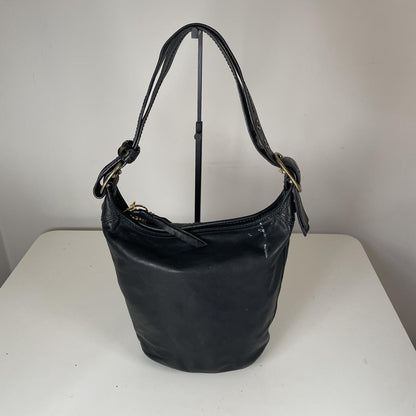Coach Legacy Black Leather Bucket Bag Tattersall Lining F0793-11422