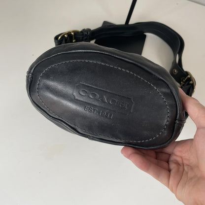 Coach Legacy Black Leather Bucket Bag Tattersall Lining F0793-11422