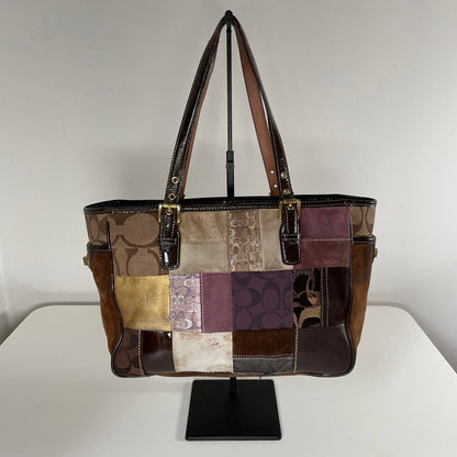 Coach Brown and Purple Patchwork Bag GO5S-9499