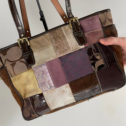 Coach Brown and Purple Patchwork Bag GO5S-9499