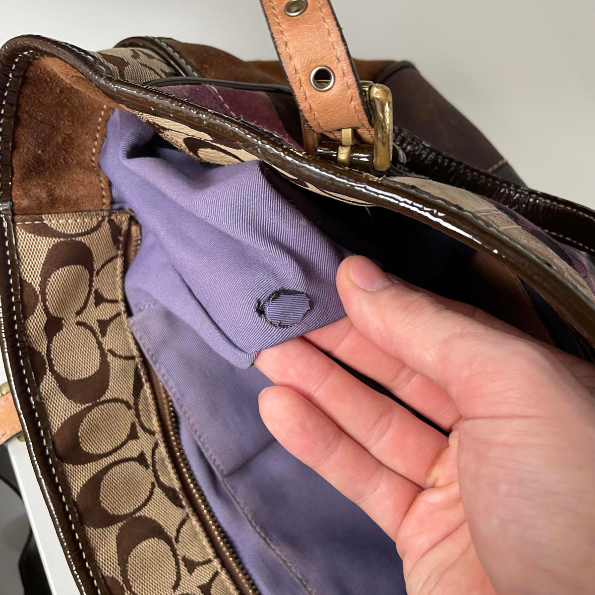 Coach Brown and Purple Patchwork Bag GO5S-9499