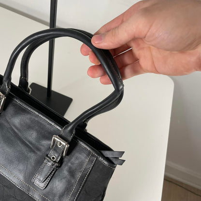 Coach Signature Monogram Black Leather Trim Tote Bag C0732-F11220