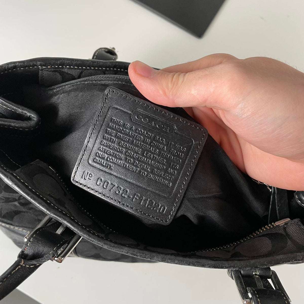 Coach Signature Monogram Black Leather Trim Tote Bag C0732-F11220