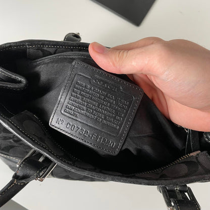 Coach Signature Monogram Black Leather Trim Tote Bag C0732-F11220