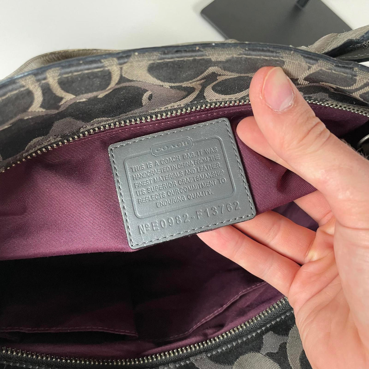 Coach Soho Signature Tote Bag Black and Grey E0982-F13762