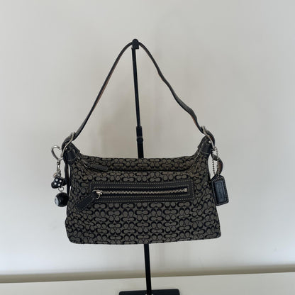 Coach Black Signature Monogram Soft Demi Mini Shoulder Bag D3J-6332