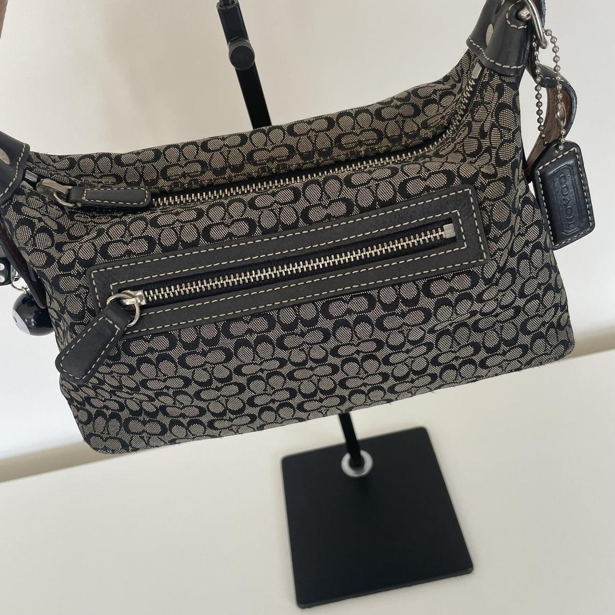 Coach Black Signature Monogram Soft Demi Mini Shoulder Bag D3J-6332