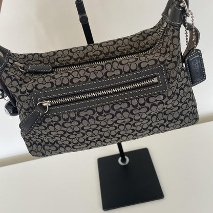 Coach Black Signature Monogram Soft Demi Mini Shoulder Bag D3J-6332