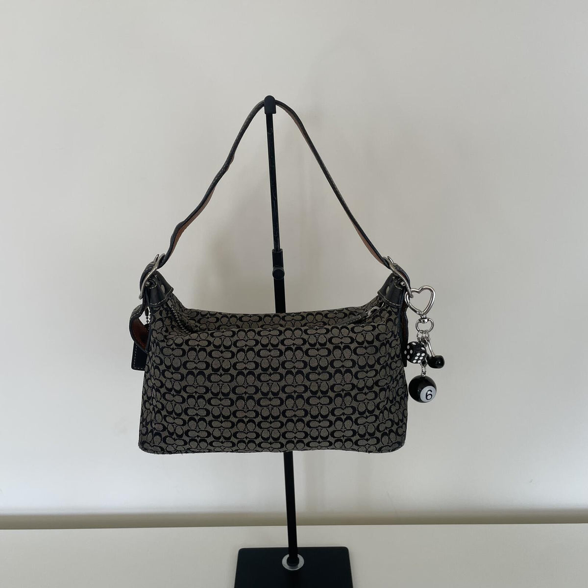 Coach Black Signature Monogram Soft Demi Mini Shoulder Bag D3J-6332