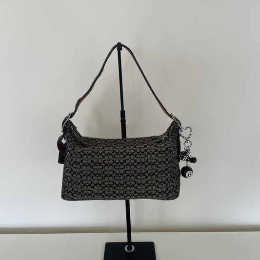 Coach Black Signature Monogram Soft Demi Mini Shoulder Bag D3J-6332