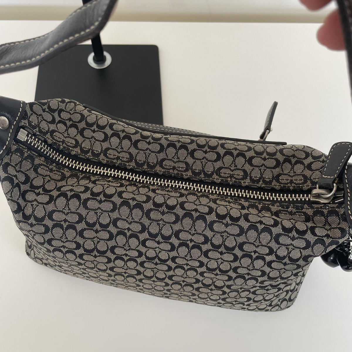 Coach Black Signature Monogram Soft Demi Mini Shoulder Bag D3J-6332