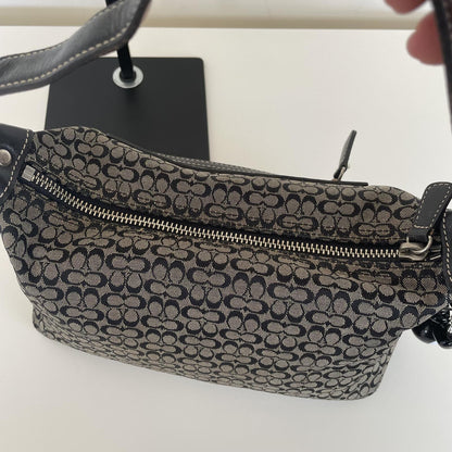Coach Black Signature Monogram Soft Demi Mini Shoulder Bag D3J-6332