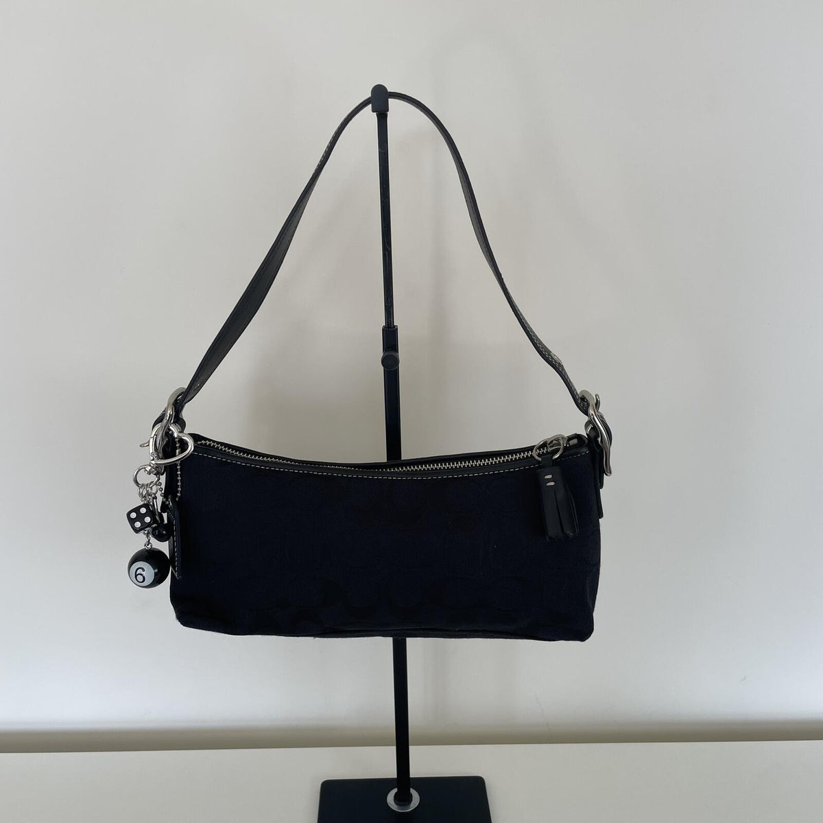 Coach Black Signature Monogram Soft Demi Shoulder Bag E05K-8K01