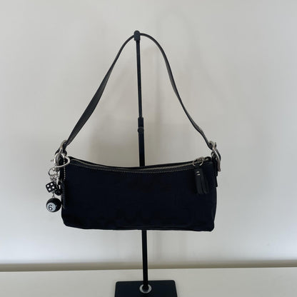 Coach Black Signature Monogram Soft Demi Shoulder Bag E05K-8K01