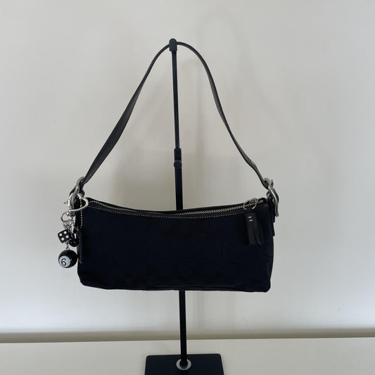 Coach Black Signature Monogram Soft Demi Shoulder Bag E05K-8K01