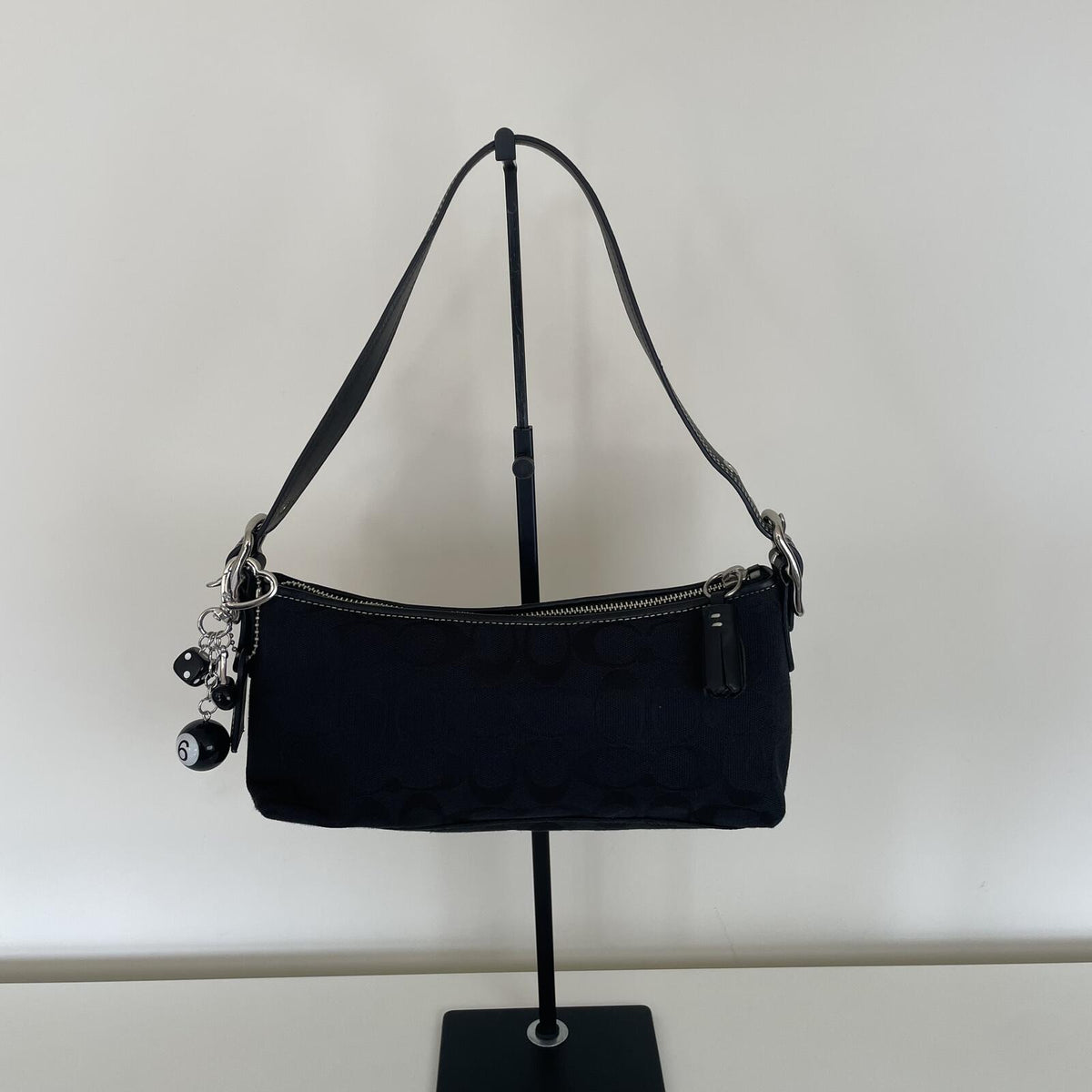 Coach Black Signature Monogram Soft Demi Shoulder Bag E05K-8K01