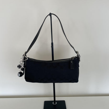 Coach Black Signature Monogram Soft Demi Shoulder Bag E05K-8K01