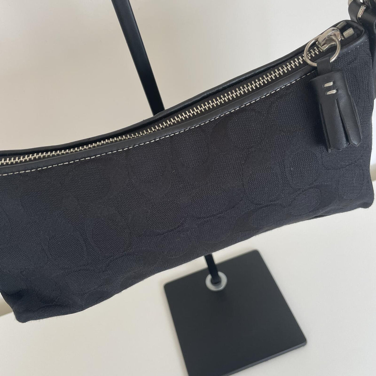 Coach Black Signature Monogram Soft Demi Shoulder Bag E05K-8K01