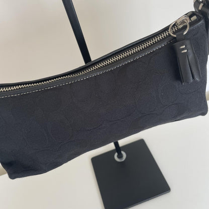 Coach Black Signature Monogram Soft Demi Shoulder Bag E05K-8K01