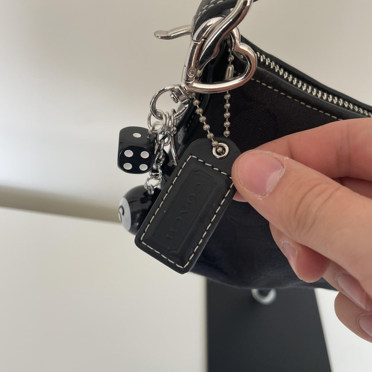 Coach Black Signature Monogram Soft Demi Shoulder Bag E05K-8K01