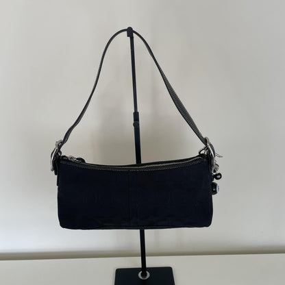 Coach Black Signature Monogram Soft Demi Shoulder Bag E05K-8K01