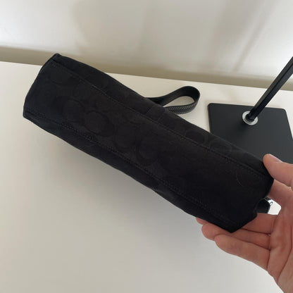 Coach Black Signature Monogram Soft Demi Shoulder Bag E05K-8K01