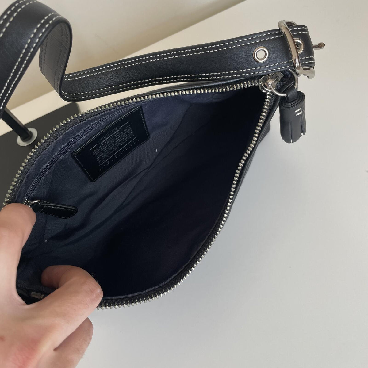 Coach Black Signature Monogram Soft Demi Shoulder Bag E05K-8K01