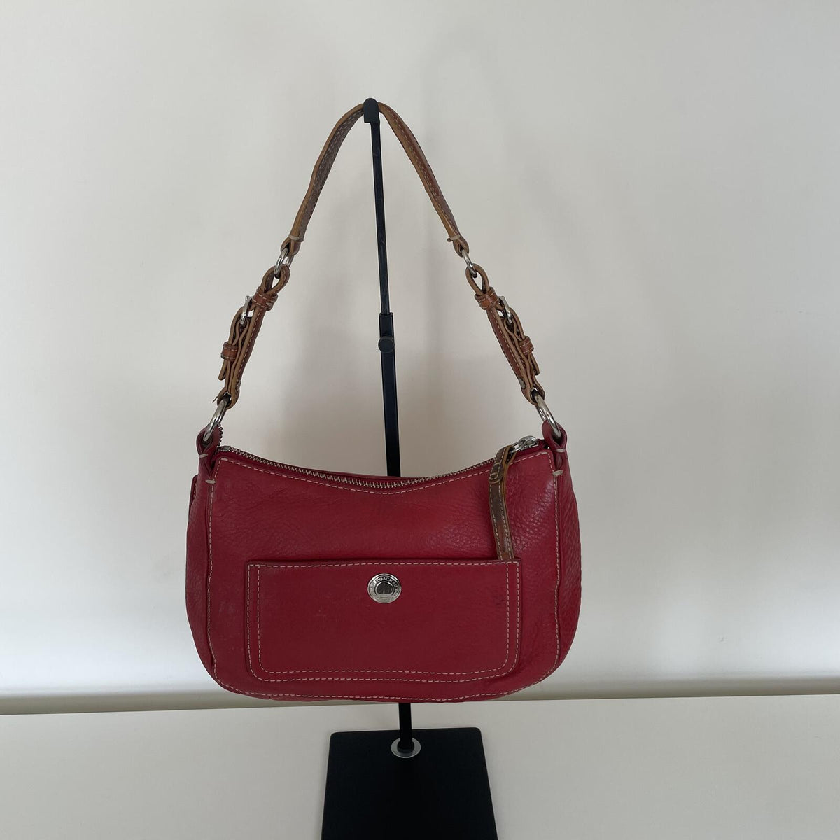 Coach Red Pebbled Leather Shoulder Bag F063-8E99