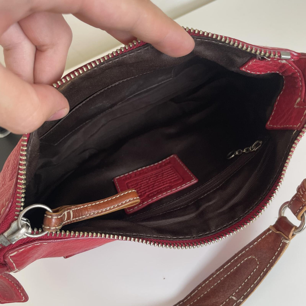 Coach Red Pebbled Leather Shoulder Bag F063-8E99
