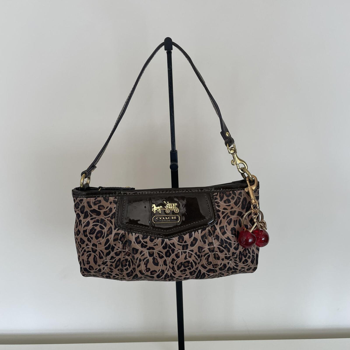 Coach Brown Leopard Print Wristlet Mini Shoulderbag