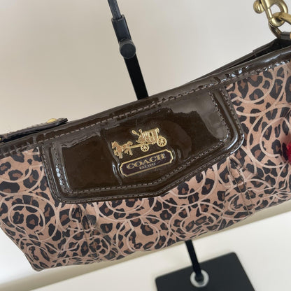 Coach Brown Leopard Print Wristlet Mini Shoulderbag