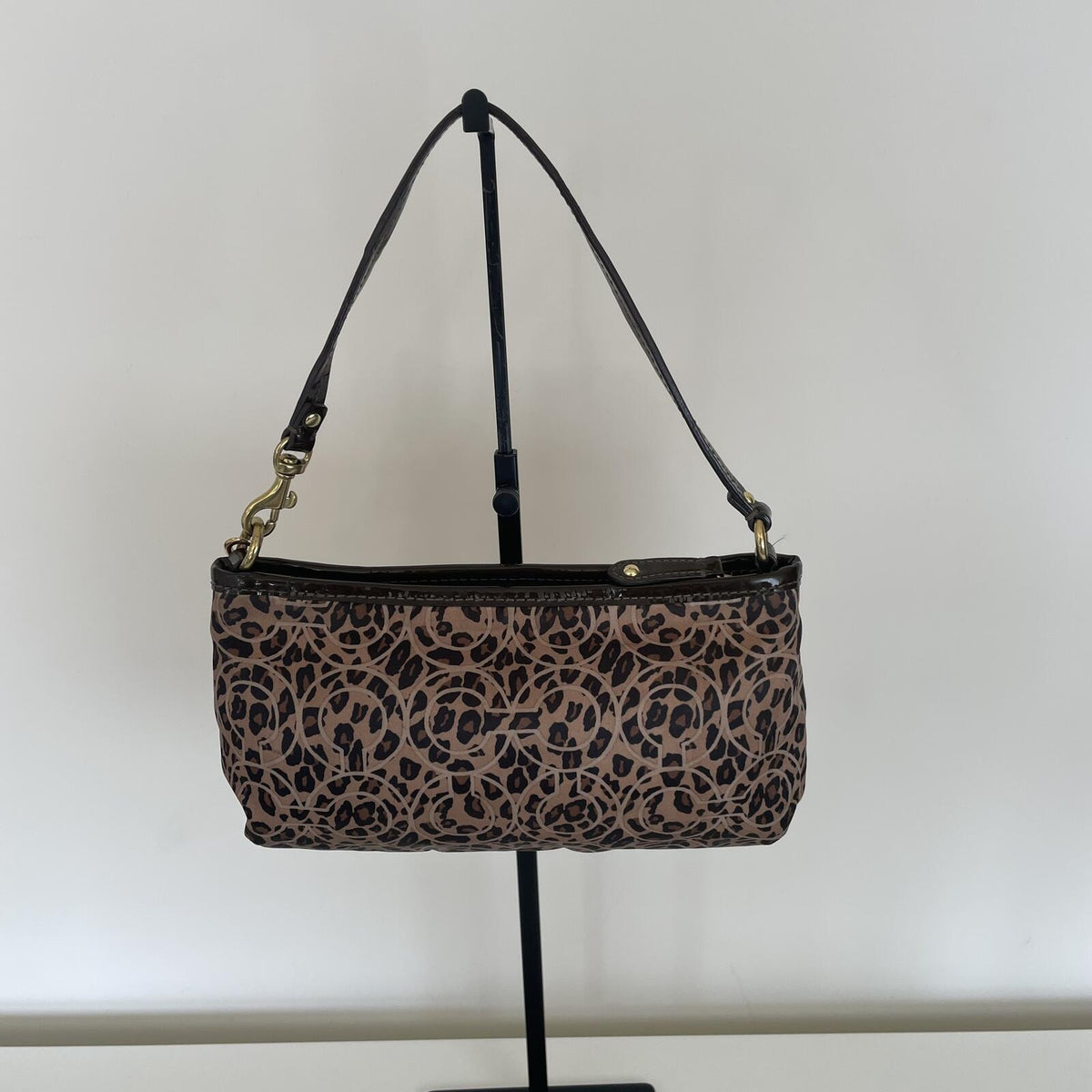 Coach Brown Leopard Print Wristlet Mini Shoulderbag