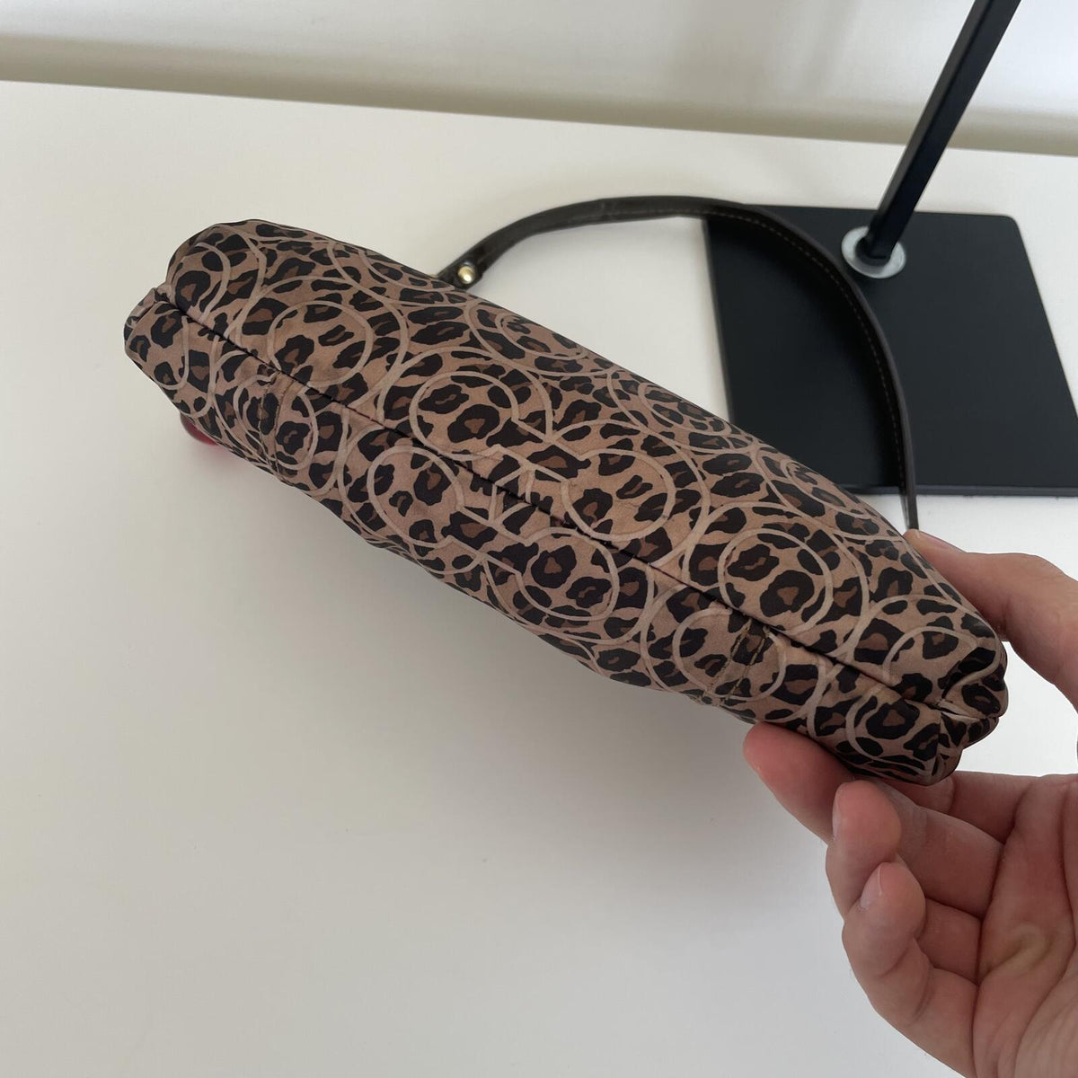 Coach Brown Leopard Print Wristlet Mini Shoulderbag