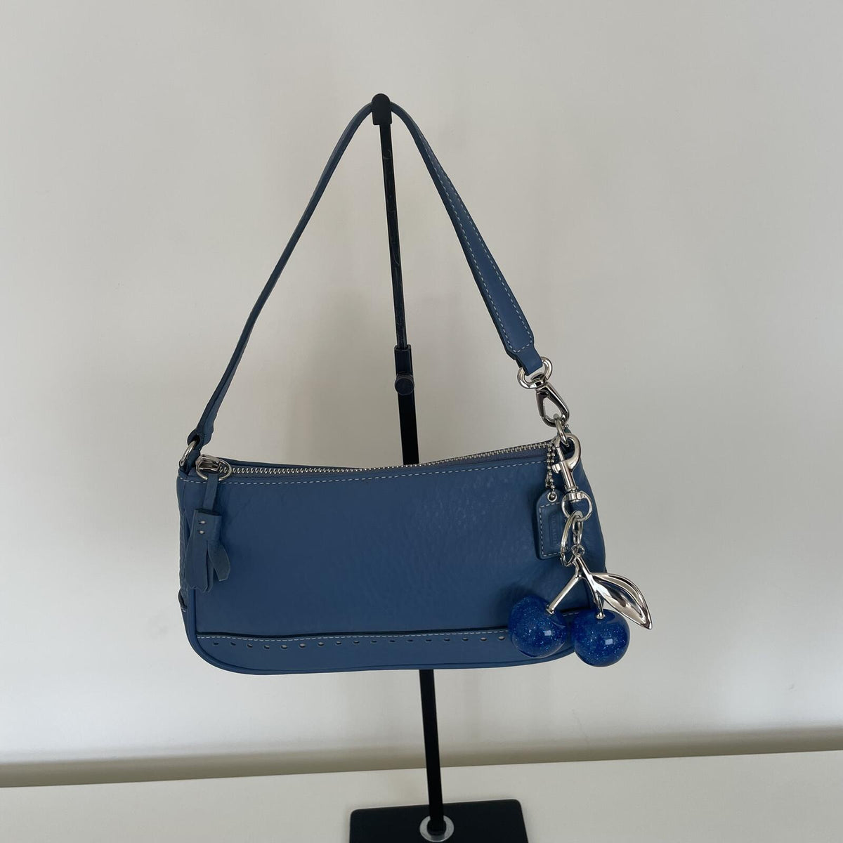Coach Blue Pebbled Leather Hamptons Mini Shoulder Bag B06S-9860