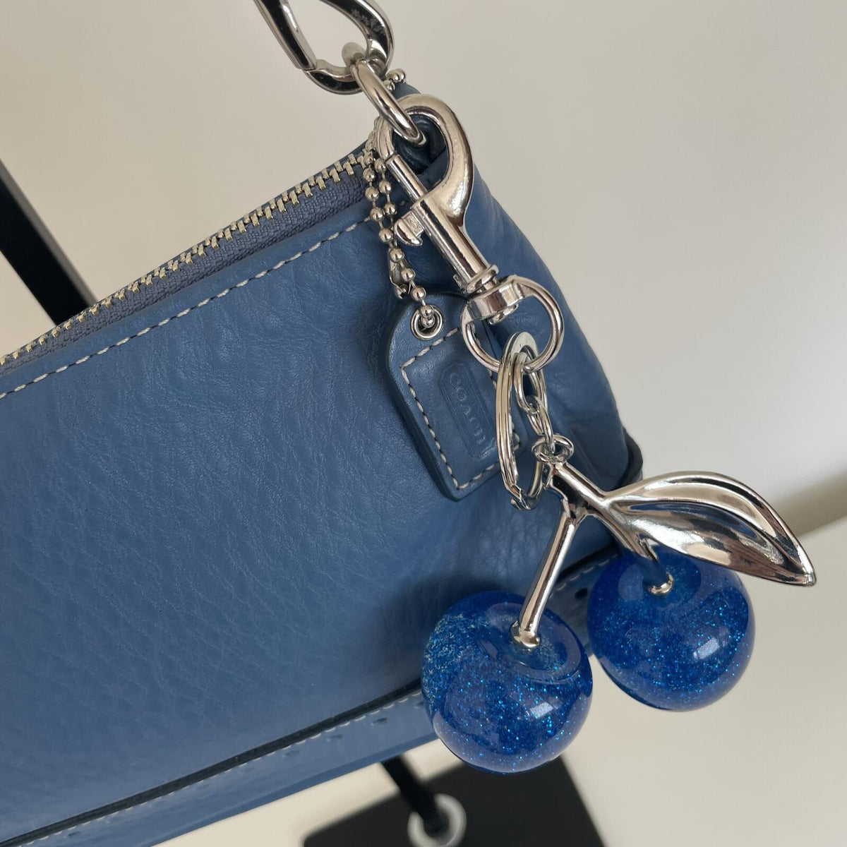 Coach Blue Pebbled Leather Hamptons Mini Shoulder Bag B06S-9860