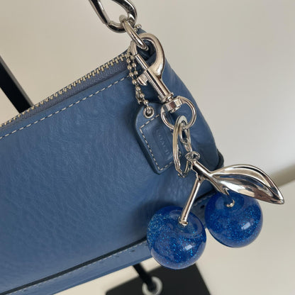 Coach Blue Pebbled Leather Hamptons Mini Shoulder Bag B06S-9860