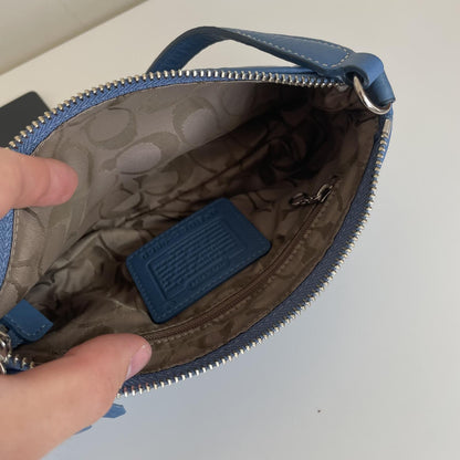 Coach Blue Pebbled Leather Hamptons Mini Shoulder Bag B06S-9860