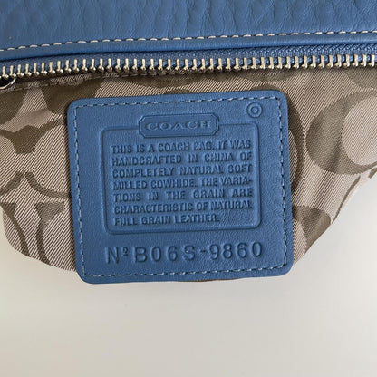 Coach Blue Pebbled Leather Hamptons Mini Shoulder Bag B06S-9860